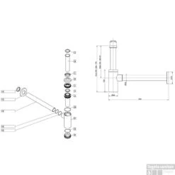 Sifon Plieger Napoli 5/4M Muurbuis RVS -Geberiter Meubels Geschaft 1304005 tekening 2