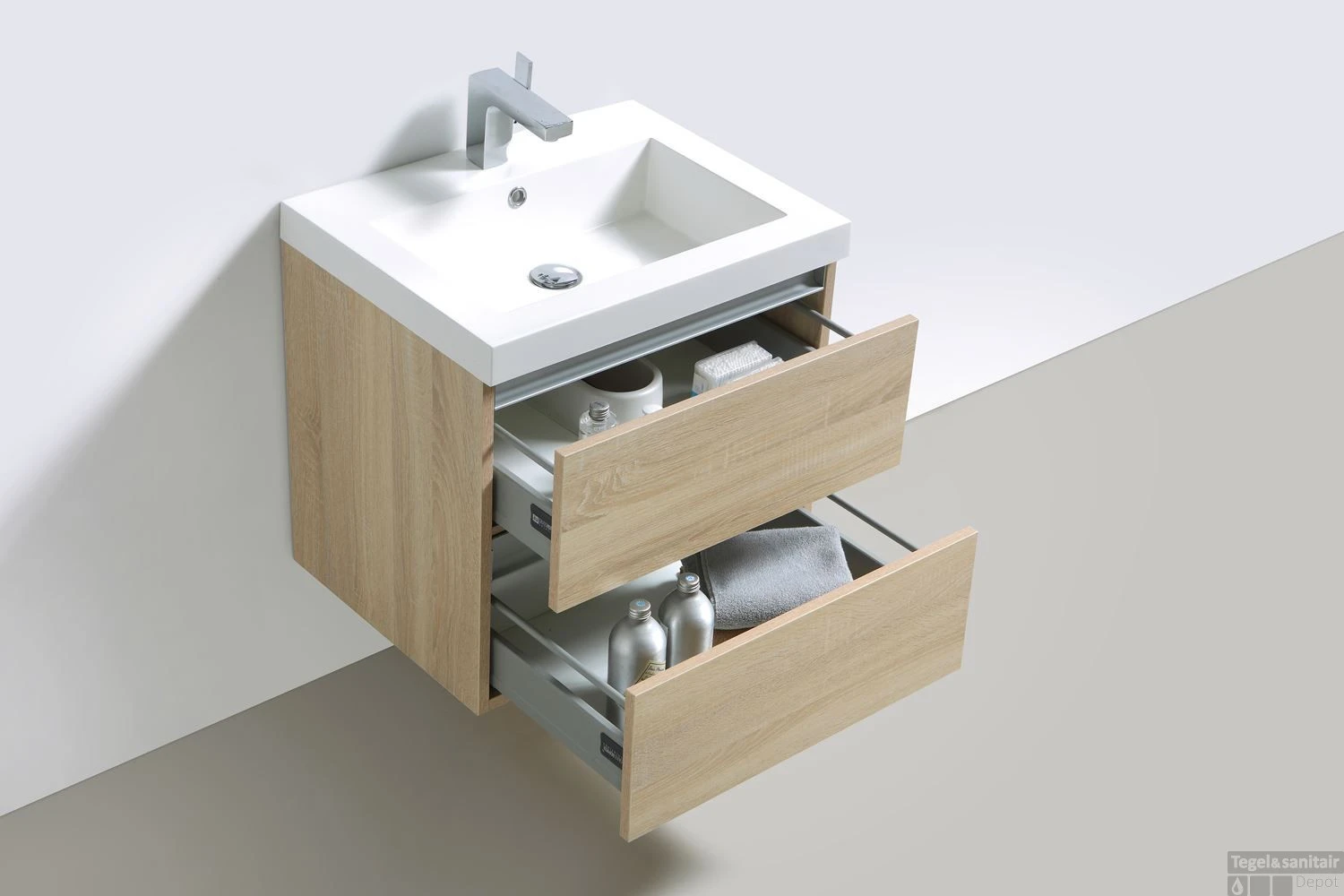 Badkamermeubelset Sanilux Trendline 60x47x50 Cm Light Wood 4 Badkamermeubelset Sanilux Trendline 60x47x50 Cm Light Wood - Afbeelding 2