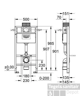 Grohe Rapid Sl Wc Element Laag 1 Meter 4 Grohe Rapid Sl Wc Element Laag 1 Meter - Afbeelding 2