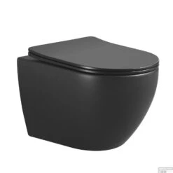 Wandcloset Nibiru Rimless Met Softclose Zitting 48 Cm Mat Zwart