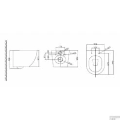 Wandcloset Nibiru Rimless Met Softclose Zitting 48 Cm Mat Zwart -Geberiter Meubels Geschaft 32.4642 tekening