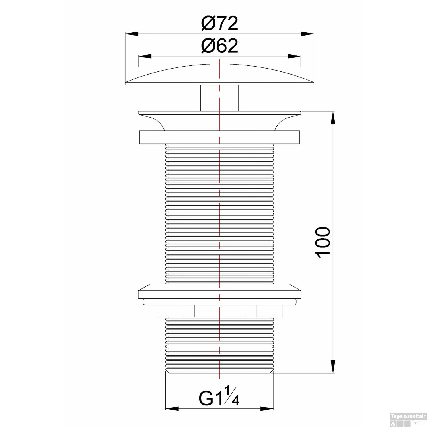 Vaste Waste Wiesbaden Caral Verlengd 5/4" Geborsteld Staal 4 Vaste Waste Wiesbaden Caral Verlengd 5/4" Geborsteld Staal - Afbeelding 2