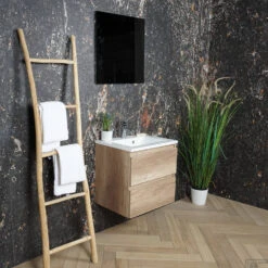 ACTIE BWS Badmeubel Paris | 80cm | Compleet Geleverd Canyon Oak (1 Kraangat)