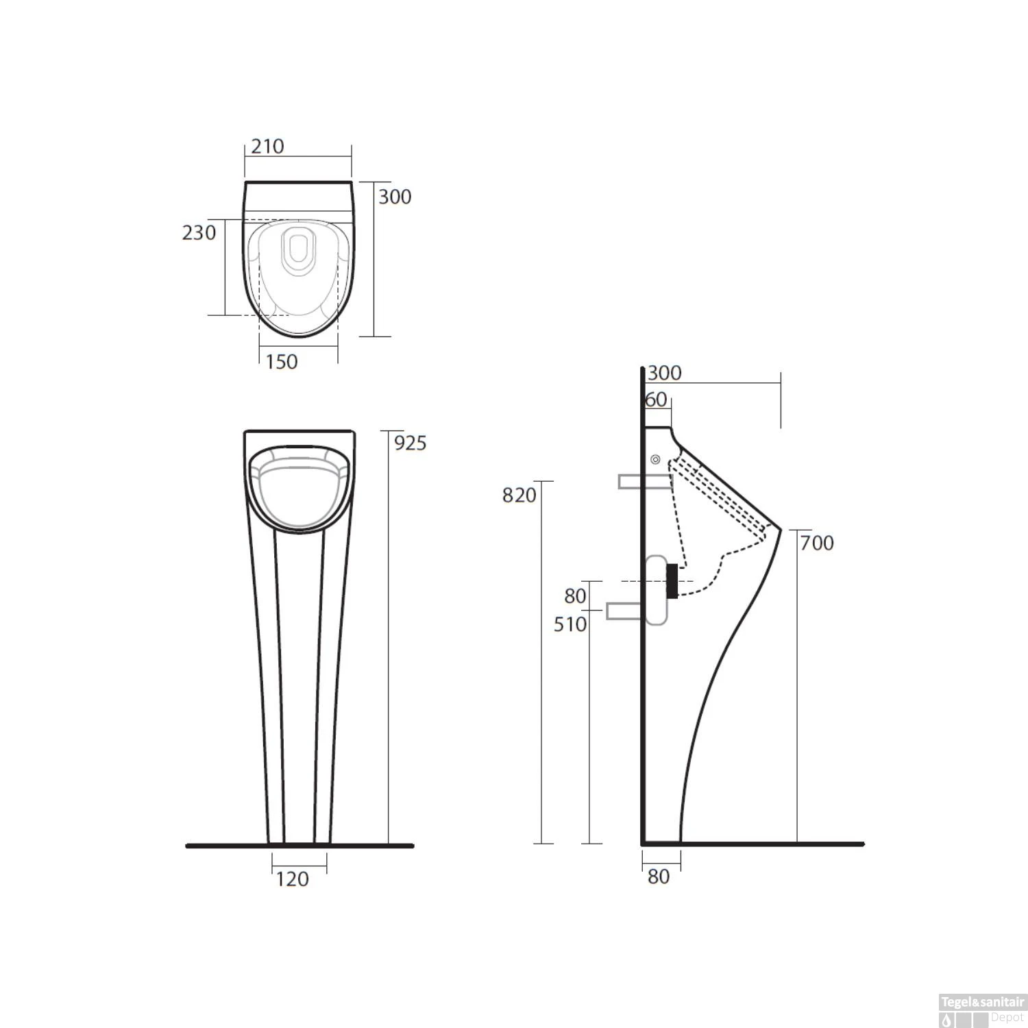 Urinoir Sapho Aquatech 21x92.5x30 Cm Inc Trap En Bevestigingen Keramiek Wit 7 Urinoir Sapho Aquatech 21x92.5x30 Cm Inc Trap En Bevestigingen Keramiek Wit - Afbeelding 5