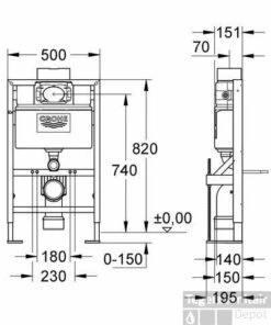 Grohe Rapid Sl Wc Element Vrijst.0,8 M. -Geberiter Meubels Geschaft 38279