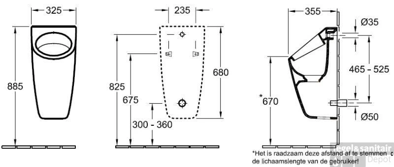 Villeroy & Boch Architectura Urinoir Rond Ceramicplus / Incl. Sifon/bev. Wit 4 Villeroy & Boch Architectura Urinoir Rond Ceramicplus / Incl. Sifon/bev. Wit - Afbeelding 2