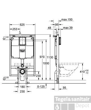Grohe Rapid Sl Inbouw Reservoir Frontbediening 95 Mm. 4 Grohe Rapid Sl Inbouw Reservoir Frontbediening 95 Mm. - Afbeelding 2