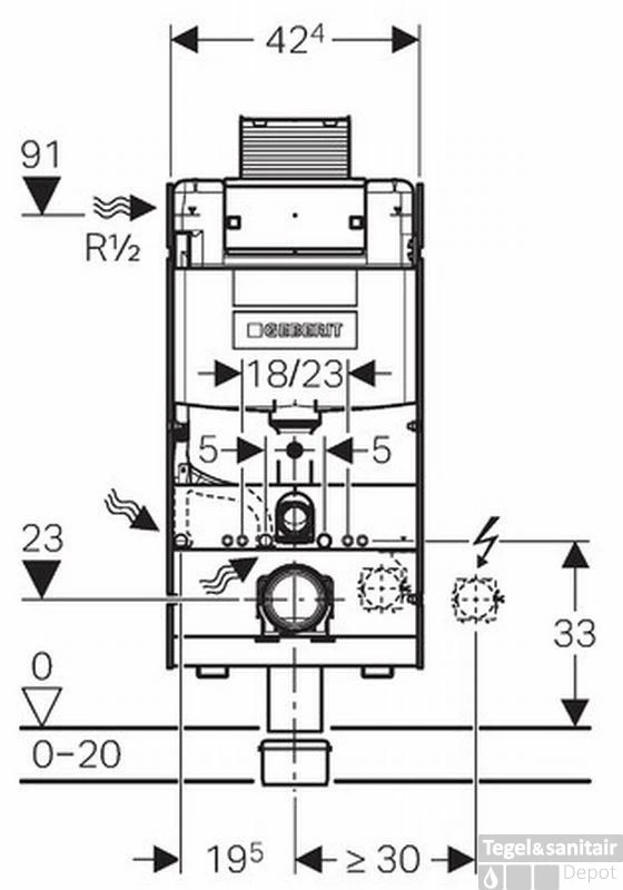 Geberit Gis Omega Inbouwreservoir H100 Front/planchetbediening 4 Geberit Gis Omega Inbouwreservoir H100 Front/planchetbediening - Afbeelding 2