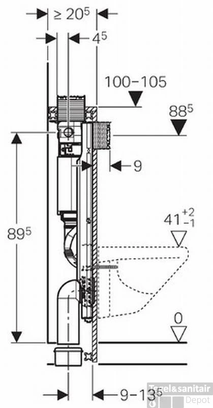 Geberit Gis Omega Inbouwreservoir H100 Front/planchetbediening 5 Geberit Gis Omega Inbouwreservoir H100 Front/planchetbediening - Afbeelding 3