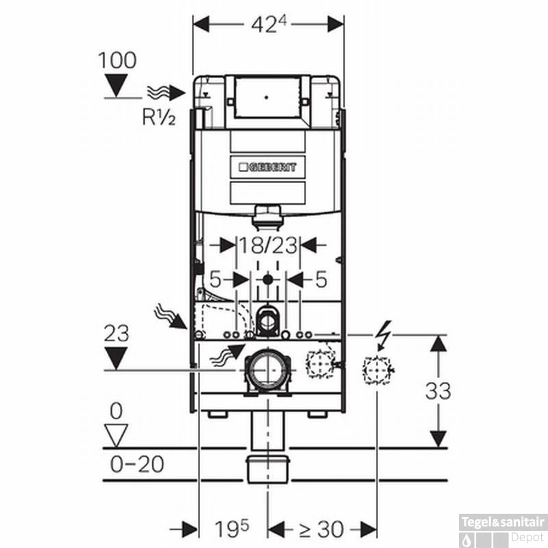 Geberit Inbouwreservoir | Gis Omega | Front/Planchetbediening | Hoogte 114cm 4 Geberit Inbouwreservoir | Gis Omega | Front/Planchetbediening | Hoogte 114cm - Afbeelding 2