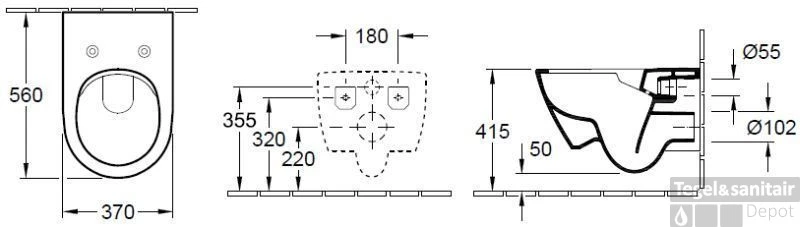 Villeroy & Boch Subway 2.0 Wandcloset Direct Flush Ceramicplus Wit (excl. Zitting) 4 Villeroy & Boch Subway 2.0 Wandcloset Direct Flush Ceramicplus Wit (excl. Zitting) - Afbeelding 2
