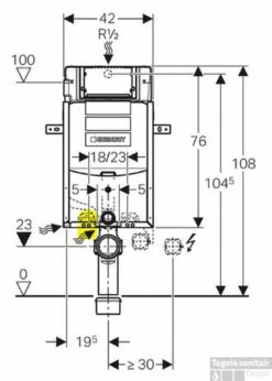 Geberit Kombifix Sigma Inbouwreservoir Up320 Hoogte 108 Cm. -Geberiter Meubels Geschaft 85859