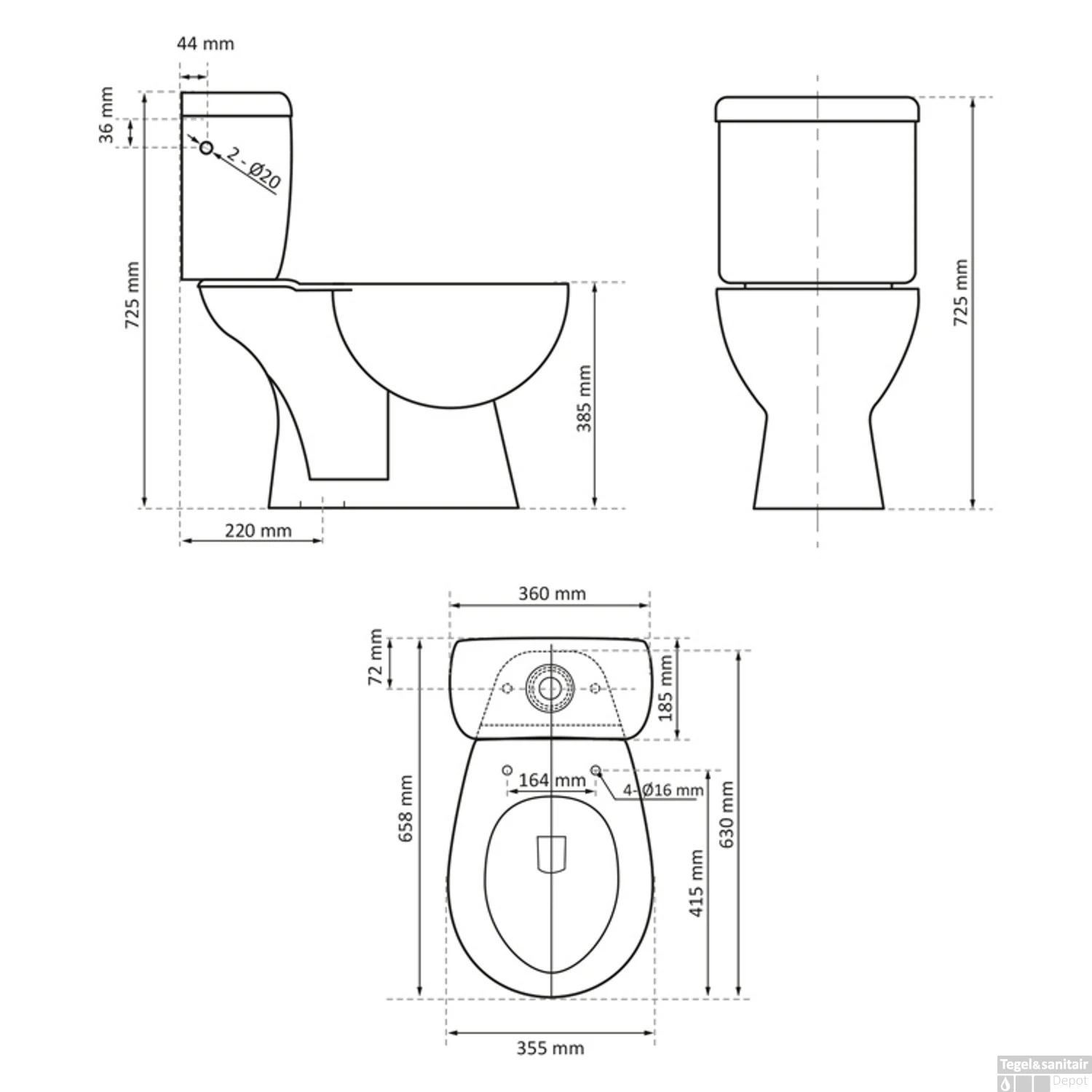 Toiletpot Differnz Staand Met AO Uitgang Inclusief Toiletbril Wit 7 Toiletpot Differnz Staand Met AO Uitgang Inclusief Toiletbril Wit - Afbeelding 5
