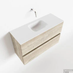 MONDIAZ ADA 80cm Toiletmeubel Light Brown Grey. LEX Wastafel Talc Midden Zonder Kraangat