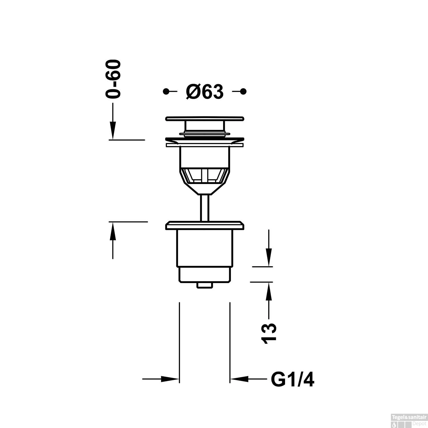Afvoerplug Tres Complementos Clickwaste Mat Zwart 4 Afvoerplug Tres Complementos Clickwaste Mat Zwart - Afbeelding 2