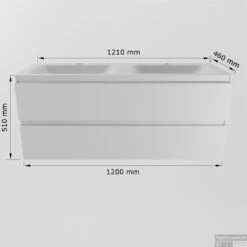 MONDIAZ AIVY 120cm Badmeubel Talc, Wastafel Talc Solid Surface Dubbel 2 Kraangaten Met Spiegelkast -Geberiter Meubels Geschaft aivy 120cm badmeubel wastafel solid surface dubbel maatttekening 15020014482663