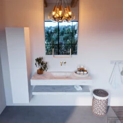 MONDIAZ ALAN-DLUX 120cm Planchet Opalo. Vrijhangende Wastafel CLOUD Midden Zonder Kraangat, Kleur Opalo. -Geberiter Meubels Geschaft alan dluxe vrijhangend cloud opalo planchet opalo front2 0020 1945013856279