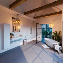 MONDIAZ ALAN-DLUX 120cm Planchet Opalo. Vrijhangende Wastafel CLOUD Midden Zonder Kraangat, Kleur Opalo. -Geberiter Meubels Geschaft alan dluxe vrijhangend cloud opalo planchet opalo side 0020 1945013856280