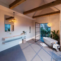 MONDIAZ ALAN-DLUX 200cm Planchet Opalo. Vrijhangende Wastafel CLOUD Links Zonder Kraangat, Kleur Opalo. -Geberiter Meubels Geschaft alan dluxe vrijhangend cloud opalo planchet opalo side 0045 1945013856450