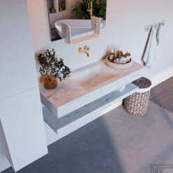 MONDIAZ ALAN-DLUX 120cm Planchet Opalo. Vrijhangende Wastafel CLOUD Midden Zonder Kraangat, Kleur Opalo. -Geberiter Meubels Geschaft alan dluxe vrijhangend cloud opalo planchet opalo top2 0020 1945013856278