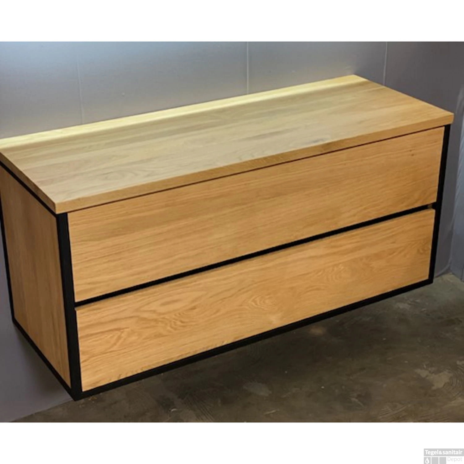 Badkamerkast Casajoy Metallic Serie 120x46x55cm Twee Lades Eiken