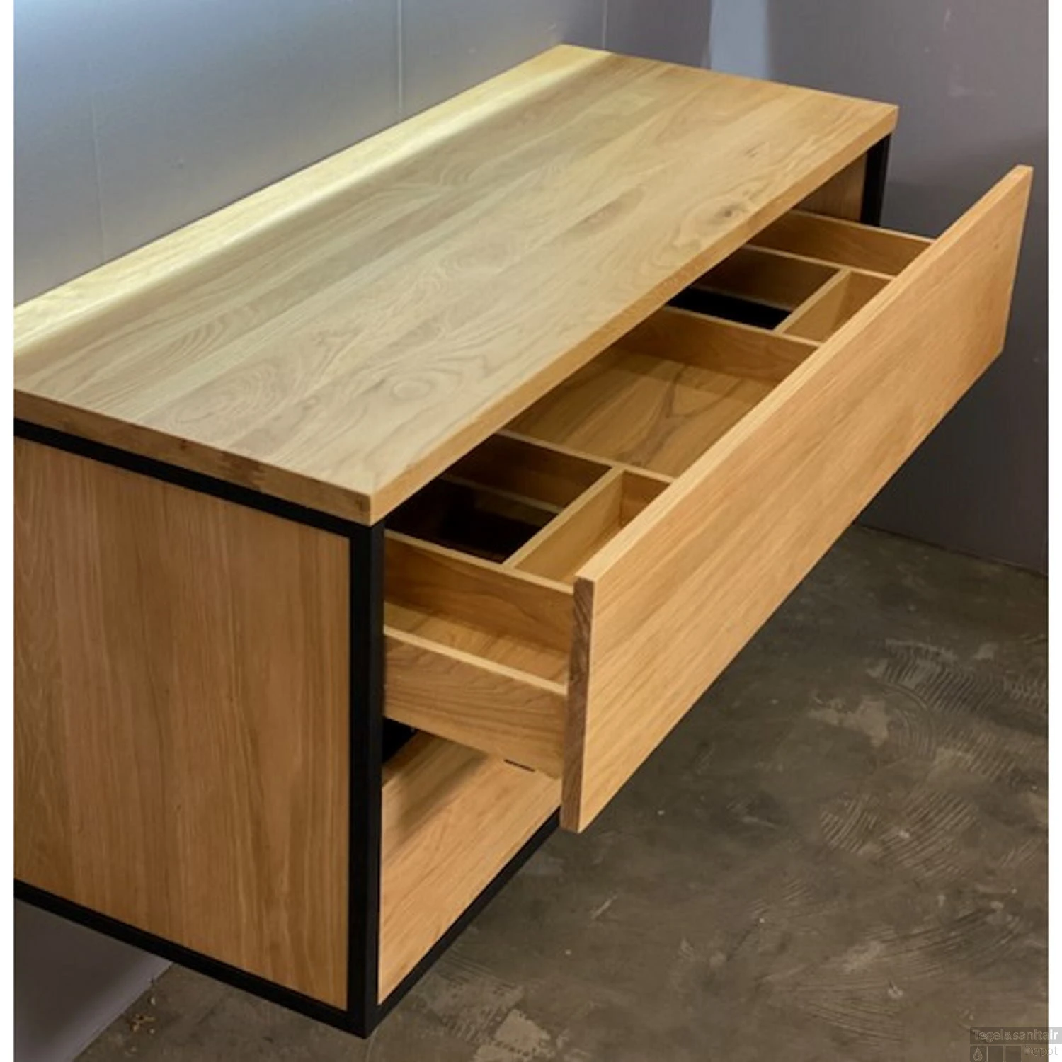 Badkamerkast Casajoy Metallic Serie 120x46x55cm Twee Lades Eiken - Afbeelding 2