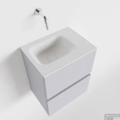 MONDIAZ ADA 40cm Toiletmeubel Cale. LEX Wastafel Talc Rechts Zonder Kraangat