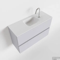 MONDIAZ ADA 80cm Toiletmeubel Cale. LEX Wastafel Talc Midden 1 Kraangat