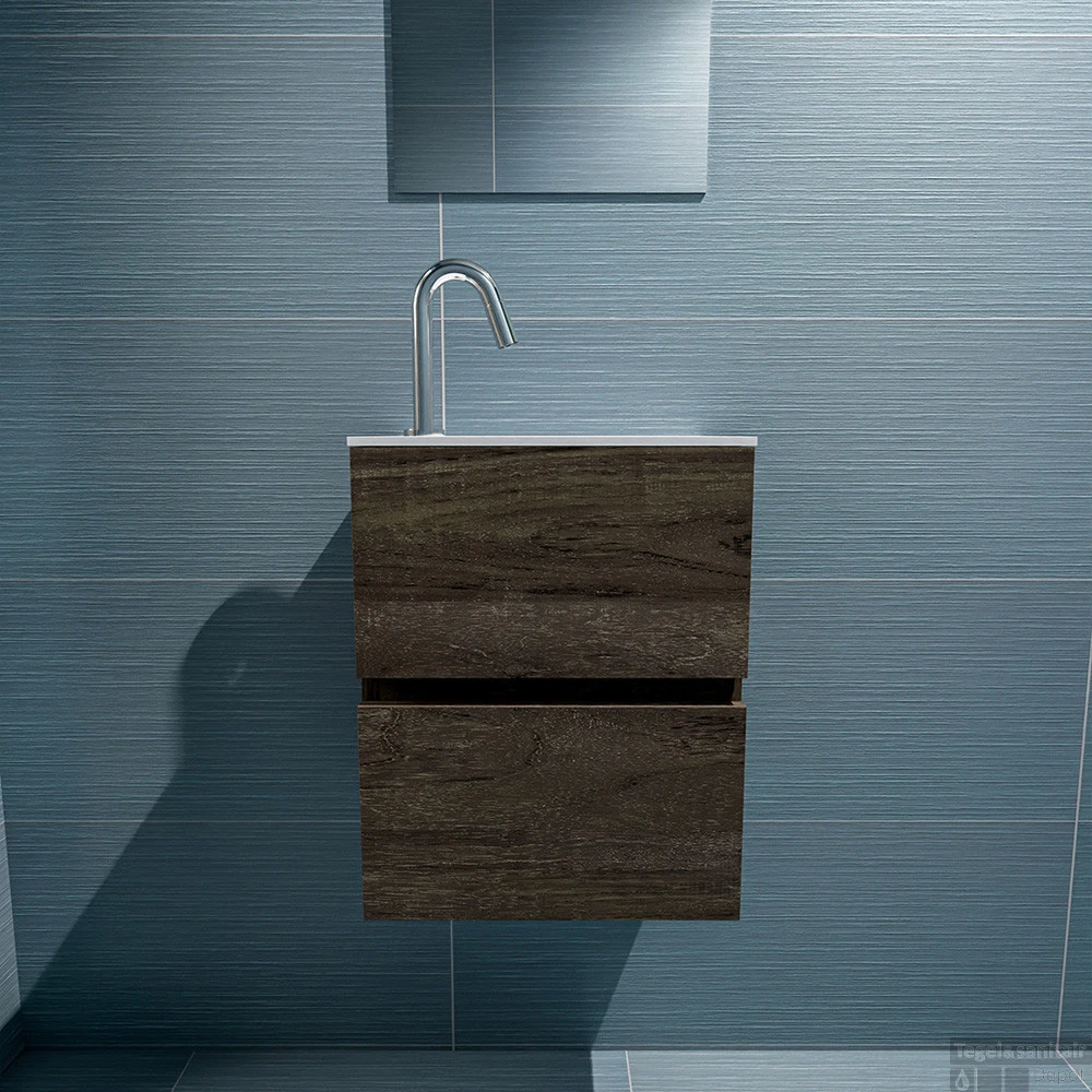 MONDIAZ ADA 40cm Toiletmeubel Dark Brown. LEX Wastafel Talc Rechts 1 Kraangat 6 MONDIAZ ADA 40cm Toiletmeubel Dark Brown. LEX Wastafel Talc Rechts 1 Kraangat - Afbeelding 4