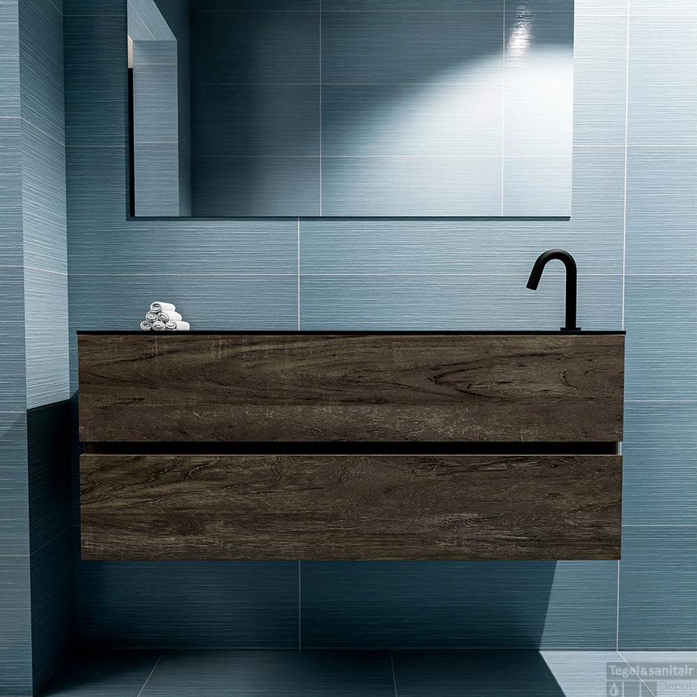 MONDIAZ ADA 120cm Toiletmeubel Dark Brown. LEX Wastafel Urban Rechts 1 Kraangat 6 MONDIAZ ADA 120cm Toiletmeubel Dark Brown. LEX Wastafel Urban Rechts 1 Kraangat - Afbeelding 4