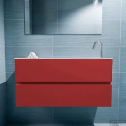 MONDIAZ ADA 100cm Toiletmeubel Fire. LEX Wastafel Talc Rechts 1 Kraangat -Geberiter Meubels Geschaft badkamermeubel ada fire model lex talc front 0023