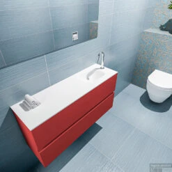 MONDIAZ ADA 100cm Toiletmeubel Fire. LEX Wastafel Talc Rechts 1 Kraangat -Geberiter Meubels Geschaft badkamermeubel ada fire model lex talc top 0023
