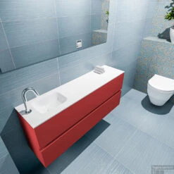 MONDIAZ ADA 120cm Toiletmeubel Fire. LEX Wastafel Talc Links 1 Kraangat -Geberiter Meubels Geschaft badkamermeubel ada fire model lex talc top 0027