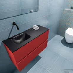 MONDIAZ ADA 80cm Toiletmeubel Fire. LEX Wastafel Urban Links Zonder Kraangat -Geberiter Meubels Geschaft badkamermeubel ada fire model lex urban top 0016