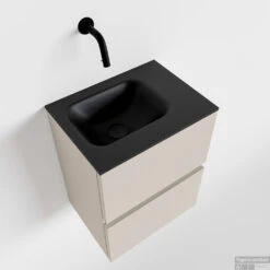 MONDIAZ ADA 40cm Toiletmeubel Linen. LEX Wastafel Urban Rechts Zonder Kraangat