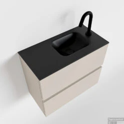 MONDIAZ ADA 60cm Toiletmeubel Linen. LEX Wastafel Urban Rechts 1 Kraangat