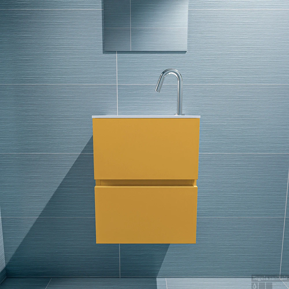 MONDIAZ ADA 40cm Toiletmeubel Ocher. LEX Wastafel Talc Links 1 Kraangat 6 MONDIAZ ADA 40cm Toiletmeubel Ocher. LEX Wastafel Talc Links 1 Kraangat - Afbeelding 4