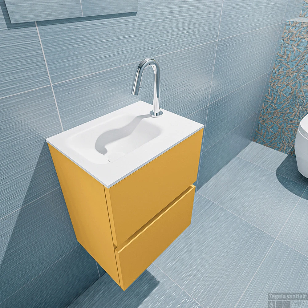 MONDIAZ ADA 40cm Toiletmeubel Ocher. LEX Wastafel Talc Links 1 Kraangat 5 MONDIAZ ADA 40cm Toiletmeubel Ocher. LEX Wastafel Talc Links 1 Kraangat - Afbeelding 3