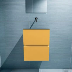 MONDIAZ ADA 40cm Toiletmeubel Ocher. LEX Wastafel Urban Midden Zonder Kraangat -Geberiter Meubels Geschaft badkamermeubel ada ocher model lex urban front 0002