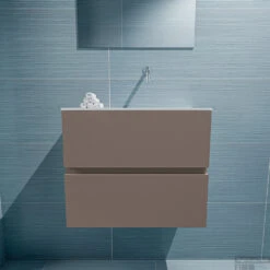 MONDIAZ ADA 60cm Toiletmeubel Smoke. LEX Wastafel Talc Rechts Zonder Kraangat -Geberiter Meubels Geschaft badkamermeubel ada smoke model lex talc front 0012