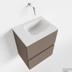 MONDIAZ ADA 40cm Toiletmeubel Smoke. LEX Wastafel Talc Links Zonder Kraangat