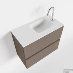 MONDIAZ ADA 60cm Toiletmeubel Smoke. LEX Wastafel Talc Rechts 1 Kraangat