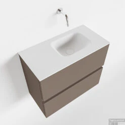 MONDIAZ ADA 60cm Toiletmeubel Smoke. LEX Wastafel Talc Rechts Zonder Kraangat