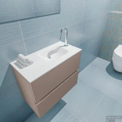 MONDIAZ ADA 60cm Toiletmeubel Smoke. LEX Wastafel Talc Rechts 1 Kraangat -Geberiter Meubels Geschaft badkamermeubel ada smoke model lex talc top 0011