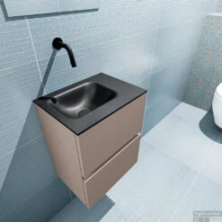 MONDIAZ ADA 40cm Toiletmeubel Smoke. LEX Wastafel Urban Links Zonder Kraangat -Geberiter Meubels Geschaft badkamermeubel ada smoke model lex urban top 0006