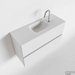 MONDIAZ ADA 80cm Toiletmeubel Talc. LEX Wastafel Talc Midden 1 Kraangat