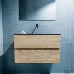 MONDIAZ ADA 80cm Toiletmeubel Washed Oak. LEX Wastafel Urban Midden Zonder Kraangat -Geberiter Meubels Geschaft badkamermeubel ada washed oak model lex urban front 00014