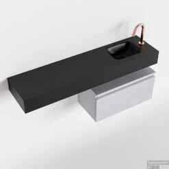 MONDIAZ ANDOR 60cm Toiletmeubel Cale. LEX 120cm Wastafel Urban Rechts 1 Kraangat