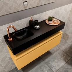 MONDIAZ ANDOR 100cm Toiletmeubel Ocher. LEX 100cm Wastafel Urban Links 1 Kraangat -Geberiter Meubels Geschaft badkamermeubel andor ocher model lex vrijhangend urban sidetop 0025