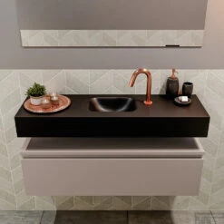 MONDIAZ ANDOR 100cm Toiletmeubel Smoke. LEX 100cm Wastafel Urban Midden 1 Kraangat -Geberiter Meubels Geschaft badkamermeubel andor smoke model lex vrijhangend urban front 0023